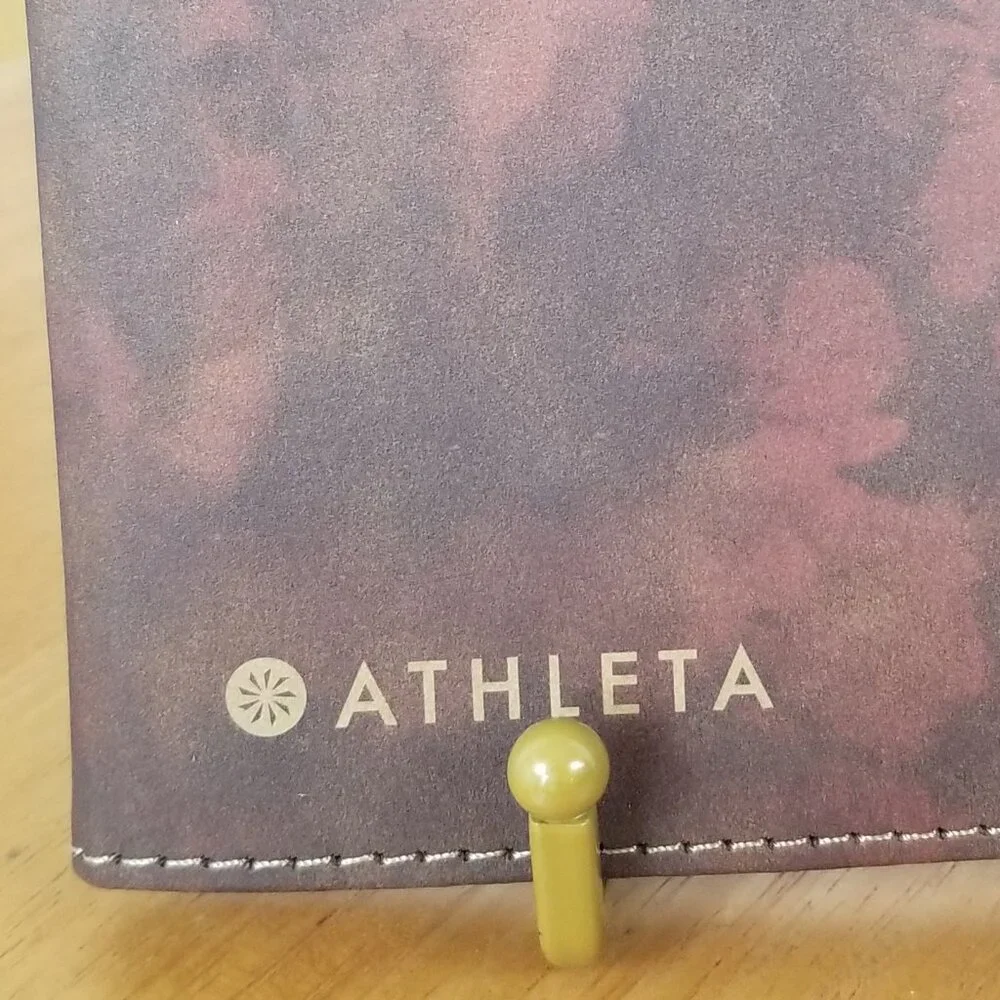 NEW Athleta Journal Brown Faux Leather Flap Cover Pockets Spiral Notebook